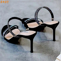 2021 summer sexy ladies sandals stiletto two wear female high heels rhinestone open toe ladies high heels party vacation shoes