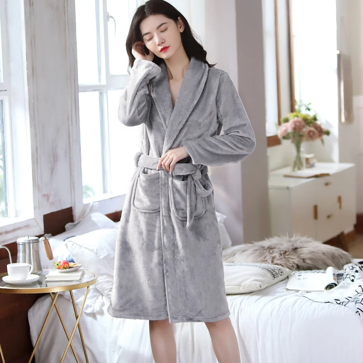 2020 Winter Homewear Robe Thickened Warm Rest Pajamas Cute Couple Pajamas Flannel Bathrobe
