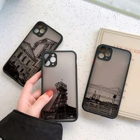 black lines architectural painting phone cases for iphone 7 8 plus se 2020 x xr xs max 13 11 12 pro max hard back building cover