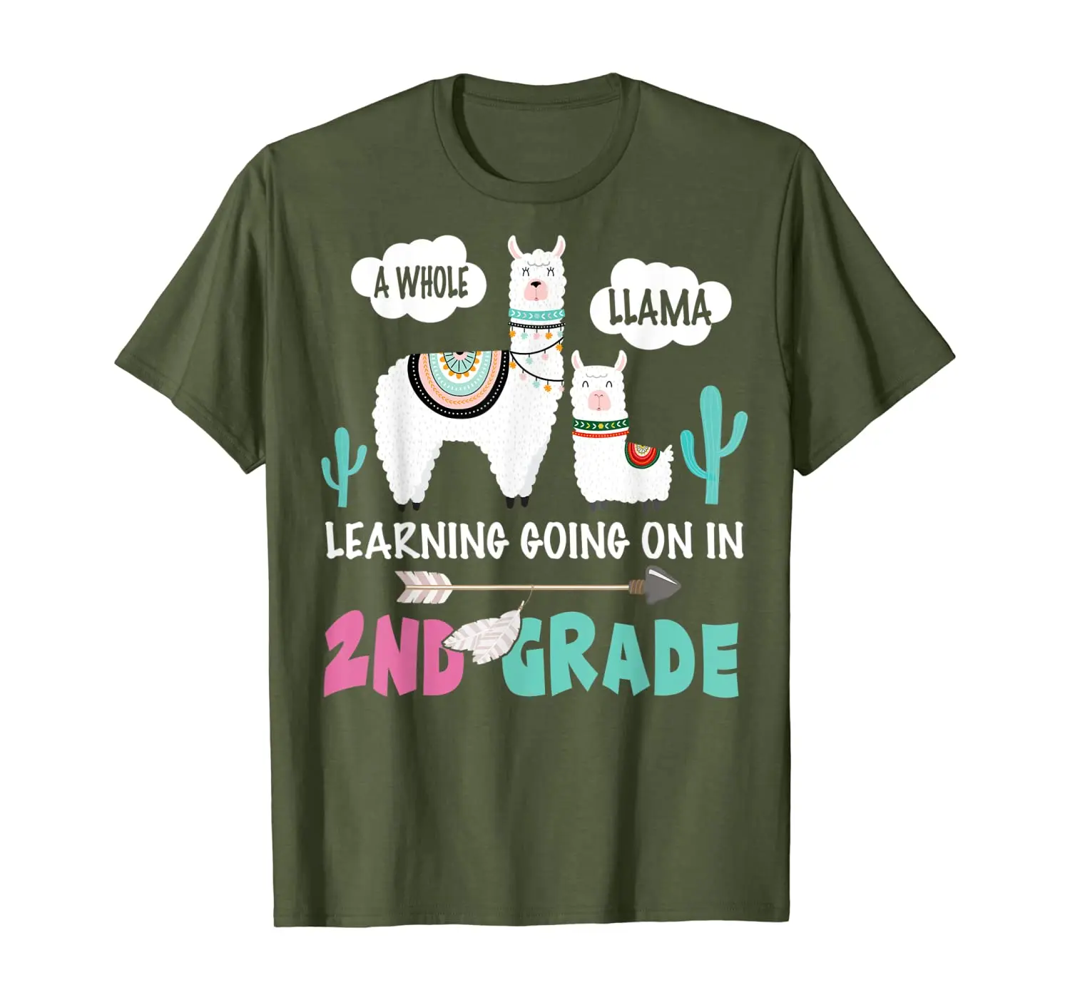 

Llama Cactus 2nd Grade Shirt Teacher Student Back To School T-Shirt