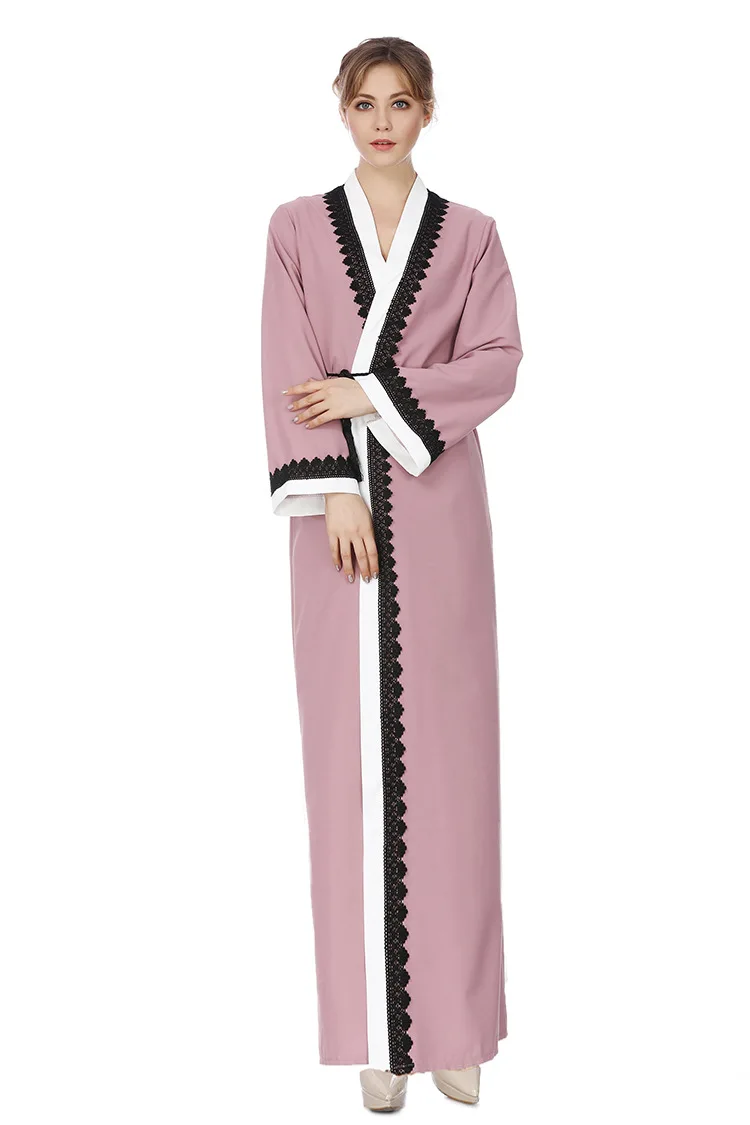 Мусульманское кружевное комбинированное пальто плащ-Кафтан для женщин Абая