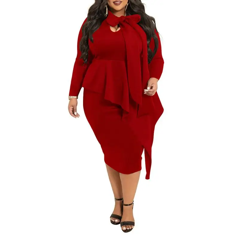 Женское платье с длинным рукавом и завышенной талией размеры до 5XL | Женская