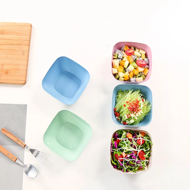 1 шт. Салатница из пшеничной соломы фруктовая тарелка плотное квадратное блюдо