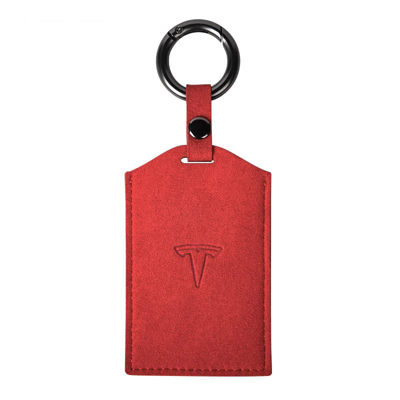 

Car Hand-sewn Key Case Card Car Key Cover Protective Shell for Tesla Model3 Suede Keychain