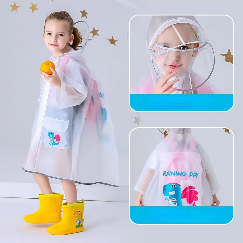 

Outdoor Cute Dinosaur Polyester Baby Kids Raincoat Waterproof Rain Coat Children Impermeable Poncho Boys Girls Rain Jacket Kids