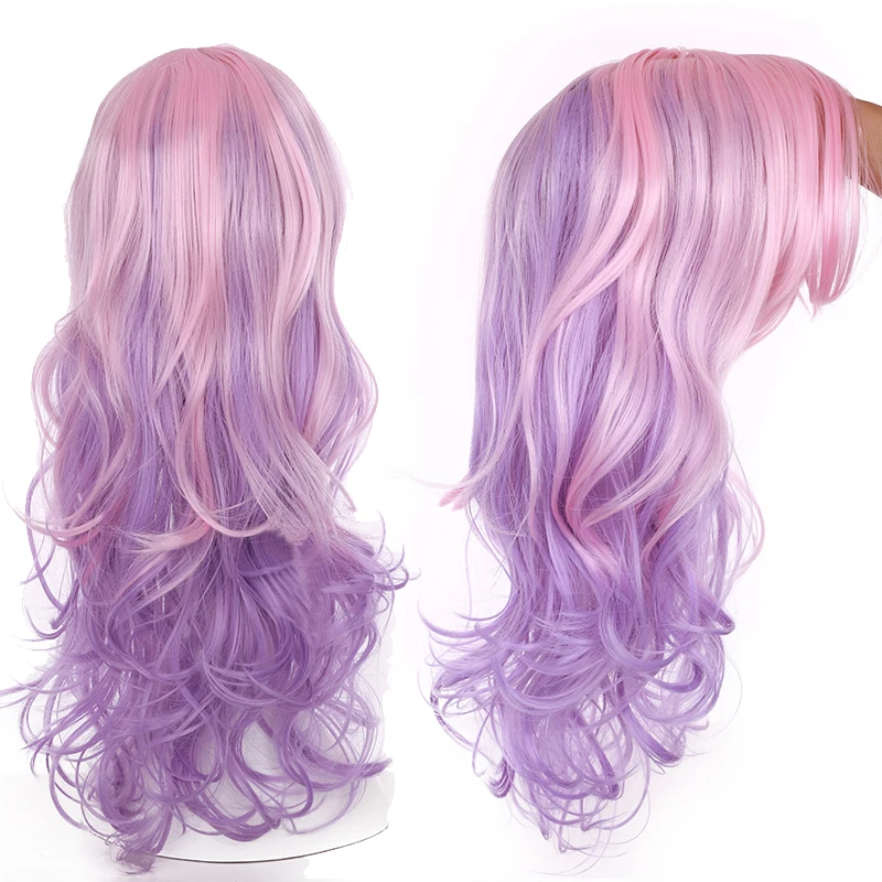 BENIHAIR Long Wavy Synthetic Wigs Cosplay Wig Ombre Pink Purple Blue Green Whtie Hair For Women Party Wedding | Шиньоны и парики