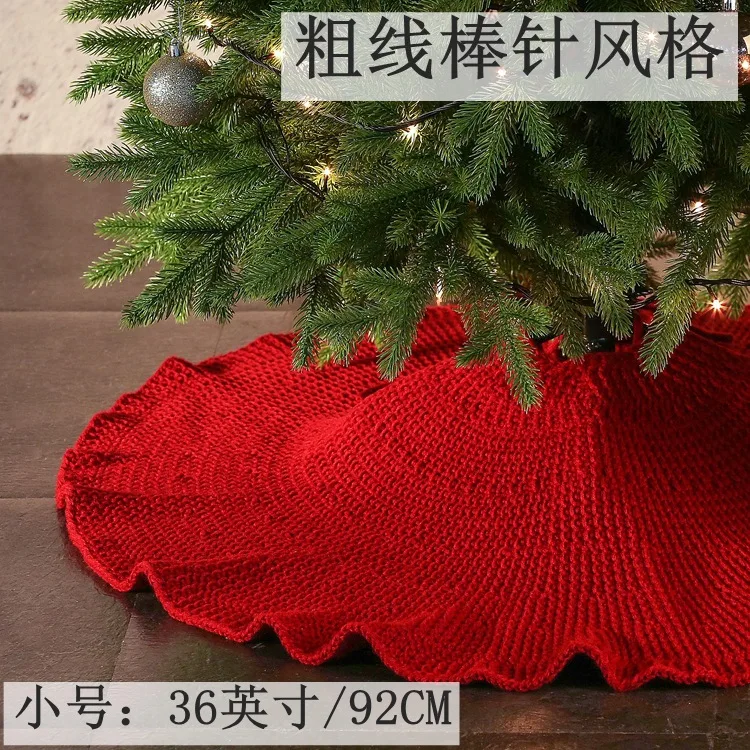 

Christmas Decoration Christmas Venue Layout Christmas Decoration Gift Apron Thick Wool Knitting Style Tree Skirt 36 Inches