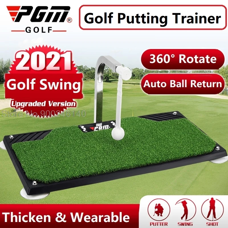 en Ucuz Pgm Golf Practice Swing Mat 360 ° Rotation Golf Hitting Pad Thicken Golf Rod Trainer Mat Indoor Swing Training Device