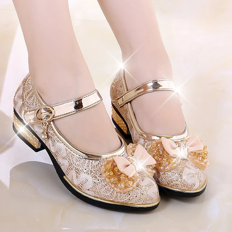 Girls Sandals Children Shoes Princess Wedge Fashion PU Leather For Bow Non-slip Low Heels | Детская одежда и обувь