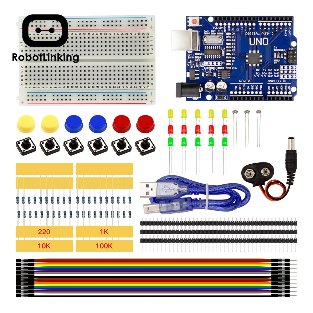Стартовый набор UNO R3 мини макетная светодиодная Перемычка провод кнопка для Arduino Совместимость