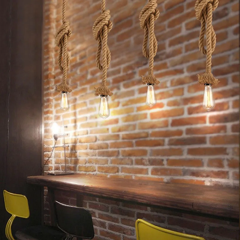 Подвесной светильник подвесной винтажная промышленная пеньковая веревка ретро