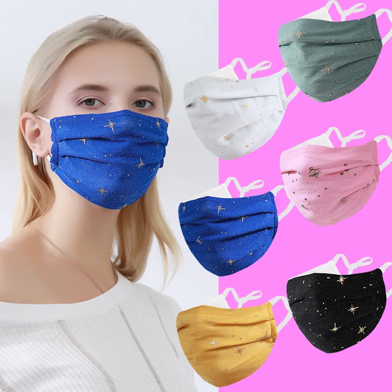 

Shiny Stars Bronzing Three-layer Thickened Warm Mask Anti Wind Dustproof Adjustable Breathable Masks for Women Girls Outdoor Use