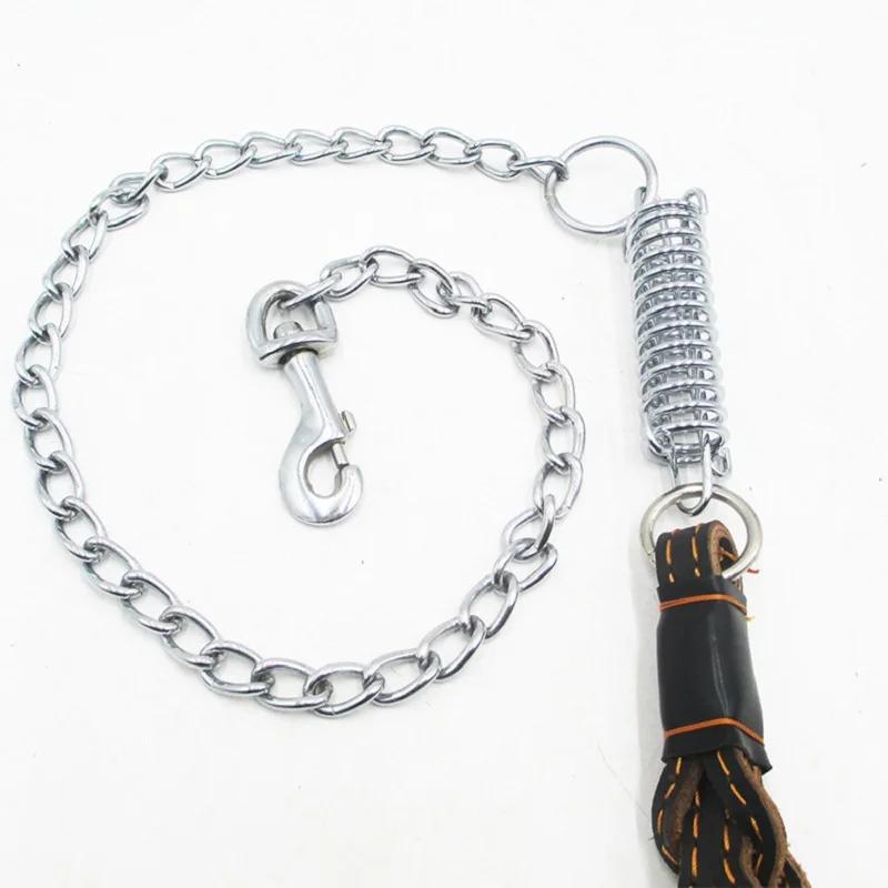 Большая поводок из мягкой натуральной кожи для собак цепь нержавеющей стали