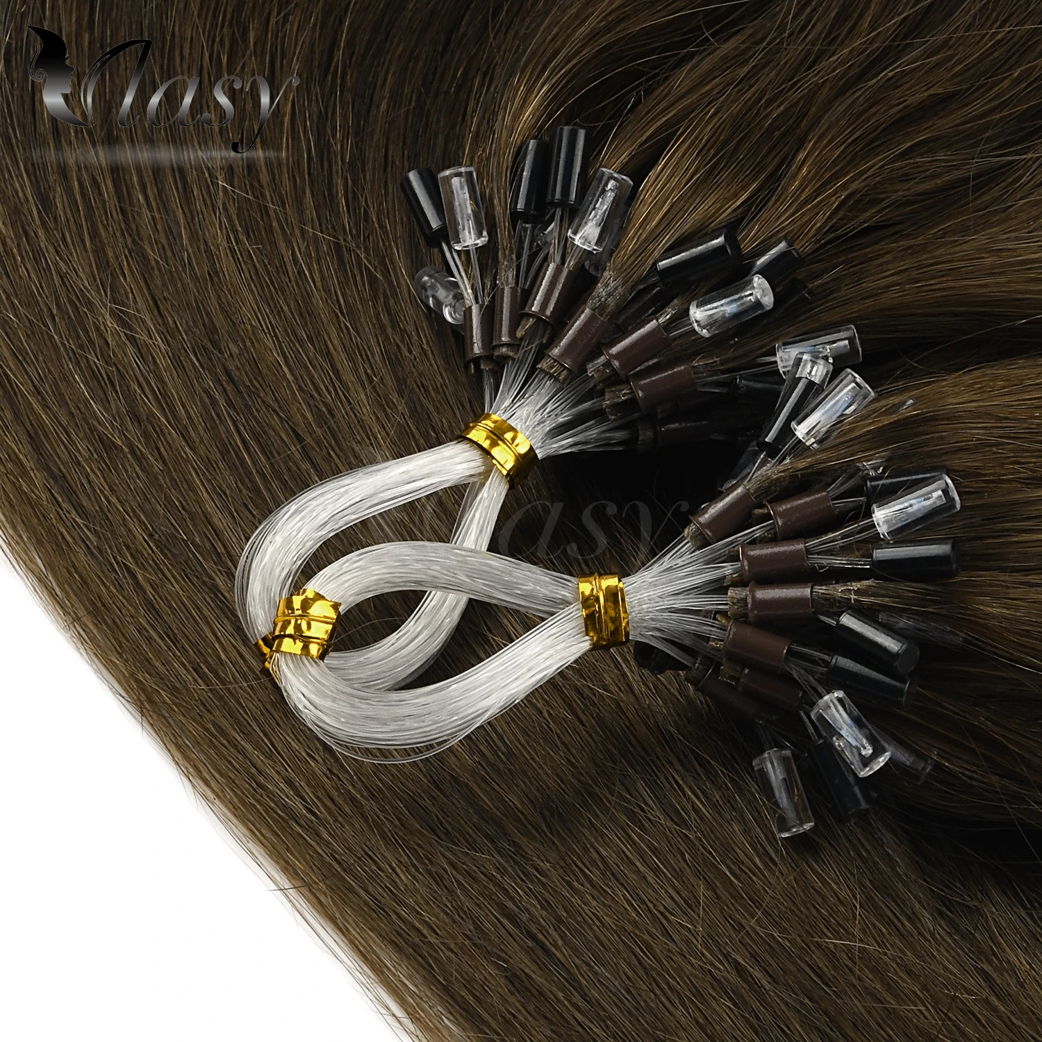 

Vlasy 1g/s Micro Ring Hair Extensions Non-Remy Straight Blonde Brown Micro Bead Loop Human Hair Extension 16'' 20'' 24''