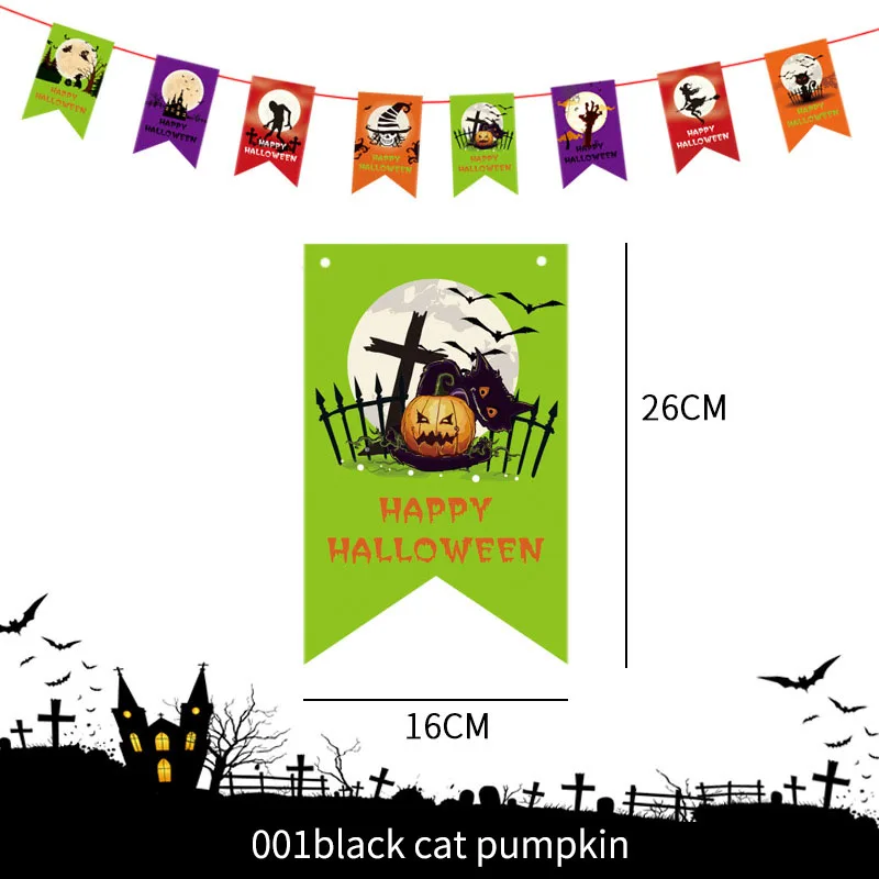 

1Set Halloween Decor Party Paper Pull Flowers Party Accessories Halloween Banners Props Flags Horror Skull Pumpkin Scary Garland