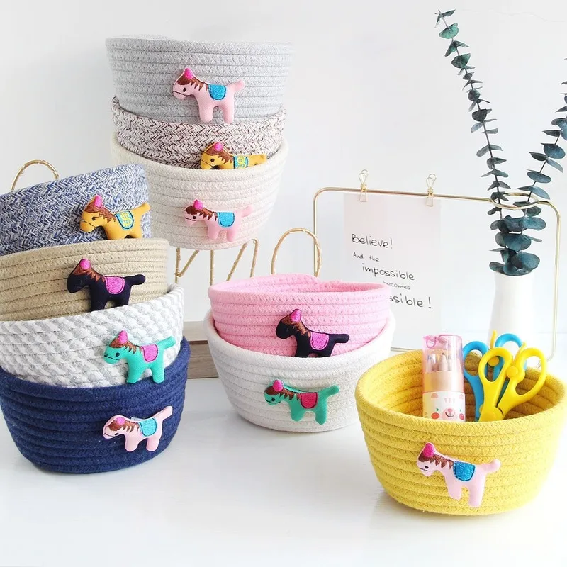 Товары для дома корзина хранения из хлопкового шнура плетения и отделки