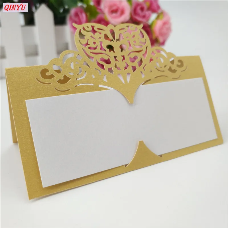 10/50/100pcs Pearlescent Heart Lace Name Place Cards Wedding Decoration Table Birthday Greeting Card Party Supplies 5zSH871 | Дом и сад