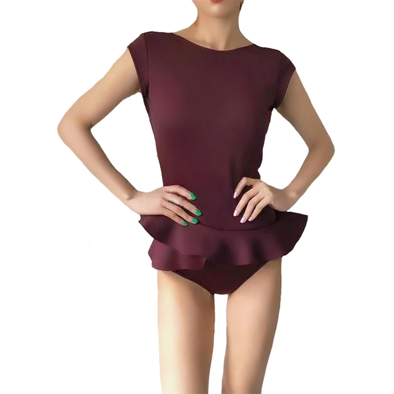 

Women Retro One Piece Swimsuit Cap Sleeve Full Coverage Backless Ruffles Surfing Bathing Suit Push Up Padded Monokini Beach Wear