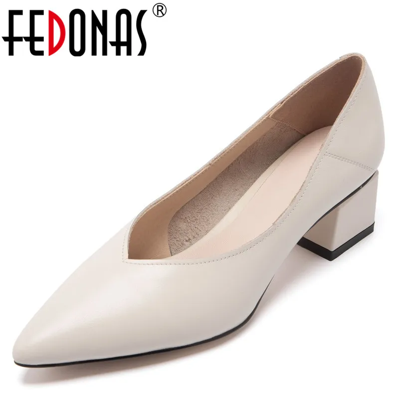 

Туфли-лодочки женские FEDONAS, из натуральной кожи, с острым носком, на весну-осень