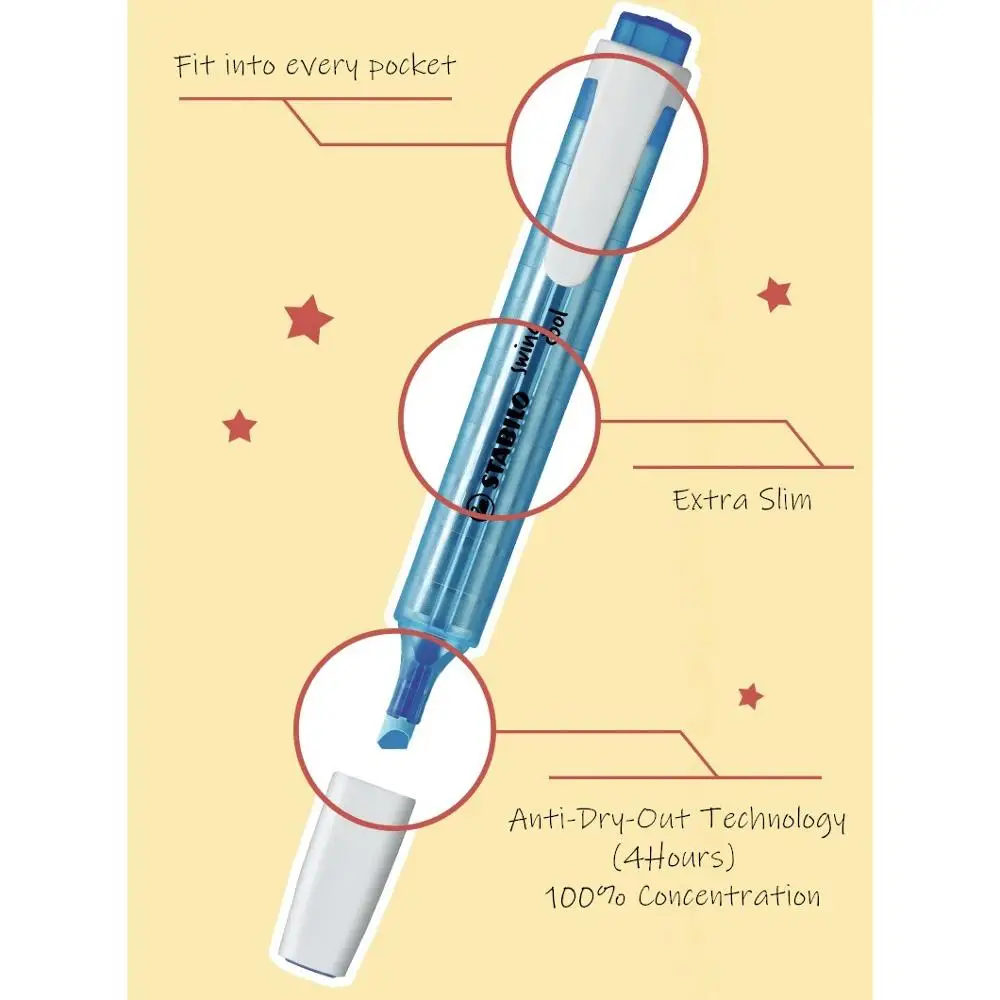 Яркий Цветной стильный маркер-качели STABILO маркер-карандаш карманного размера