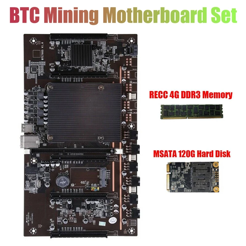

Материнская плата X79 H61 BTC для майнинга, 5X PCI-E 8X, поддержка 3060 3080, графическая карта с RECC 4G DDR3 RAM и 120G SSD