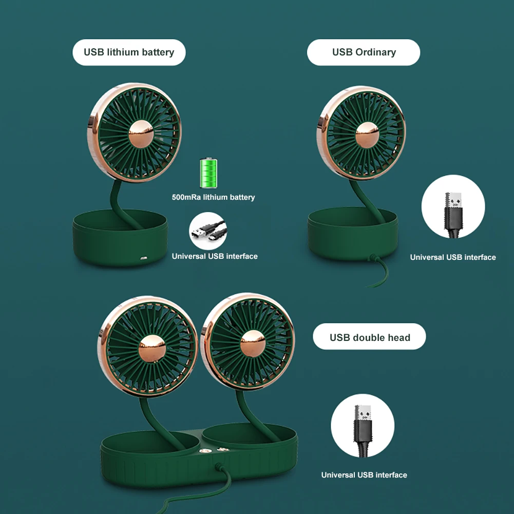 

12V 24V 360 Degree All-Round Adjustable Car Auto Air Cooling Dual Head Fan Low Noise Car Auto Cooler Air Fan Car Fan Accessories