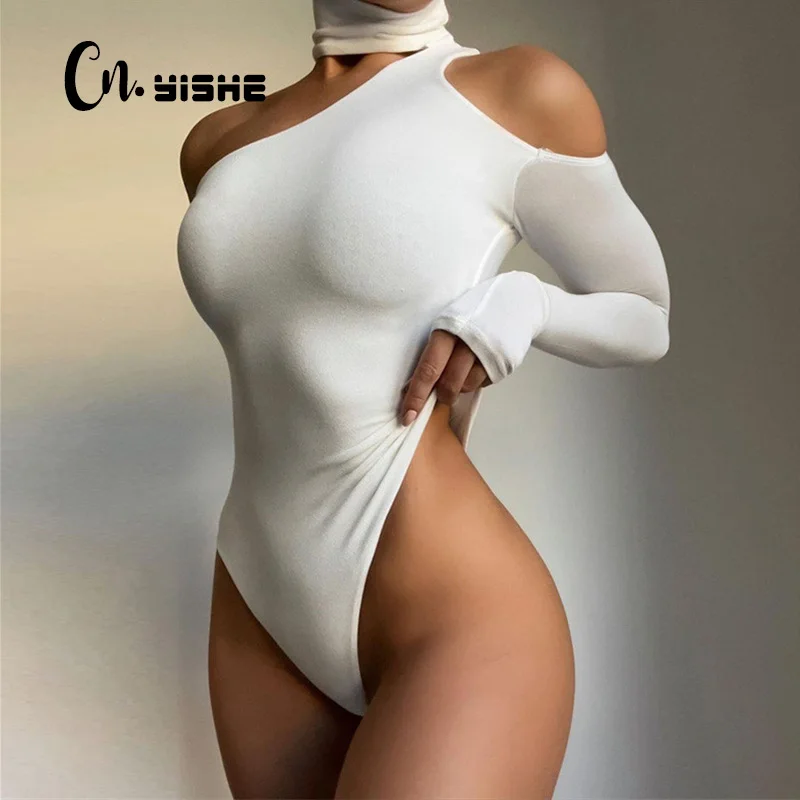 

CNYISHE Sexy One Shoulder Backless Party Bodysuit Rompers Female Tops Fashion 2022 Spring Overalls Women Jumpsuits Casual Skinny
