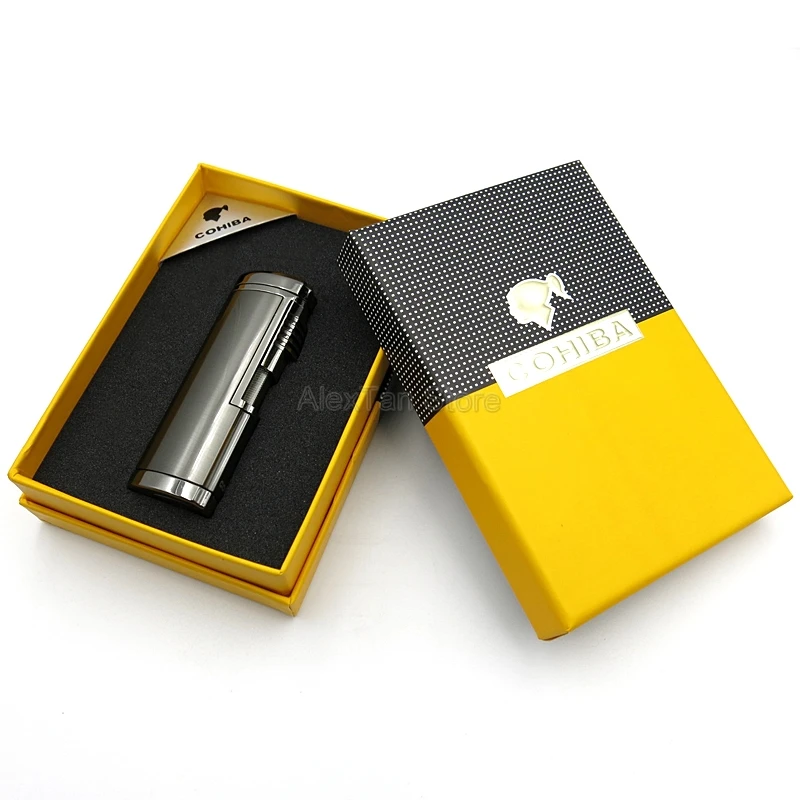 Зажигалка для сигар COHIBA многоразовая металлическая ветрозащитная зажигалка 4
