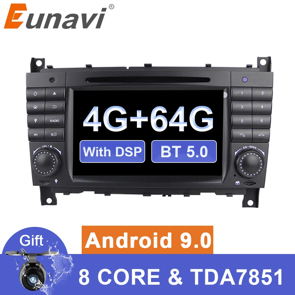 Автомагнитола Eunavi 2 din Android 9 Dvd GPS радио для Mercedes/Benz W203 W209 w222 W169 A160 C180 C200 C230 C240 CLK200