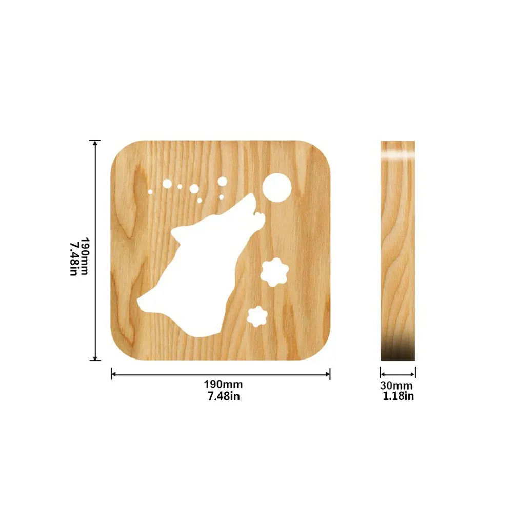 

Acecorner LED USB Night Light Wooden Dog Paw Cat Wolf Head Animal Lamp Novelty Kid Bedroom 3D Decoration Table Lights Child Gift