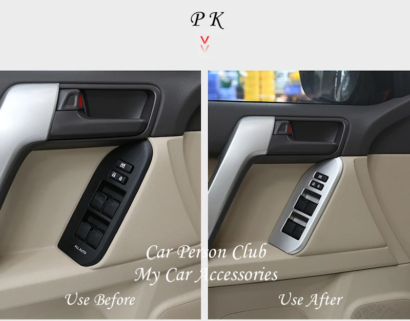 Для Toyota Land Cruiser Prado 150 2010- двери, окна, стекло, подъемный переключатель, крышка, интерьер, подлокотник, панель, отделка, АБС-пластик, автомобильные аксессуары