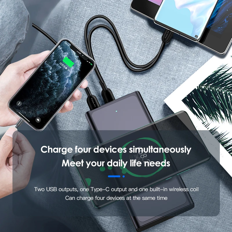 kuulaa 10000mah qi wireless charger power bank external battery wireless charging powerbank for iphone11 x samsung huawei xiaomi free global shipping