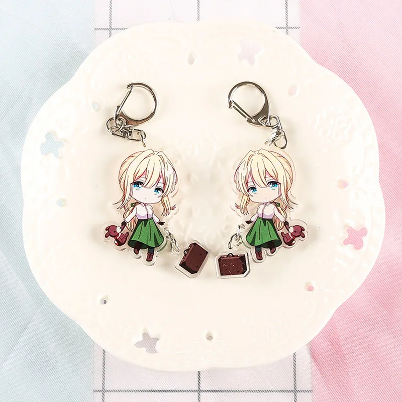 Фиолетовый эвергарден аниме акриловый брелок Модный Милый Забавный porte clefs сумка Подвеска ювелирные изделия аксессуары brelok do kluczy детские игрушки