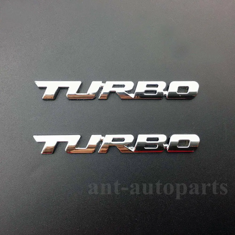 

2x Silver Car Turbo Alloy Metal Auto Trunk Tailgate Sticker Badges Emblem Decal