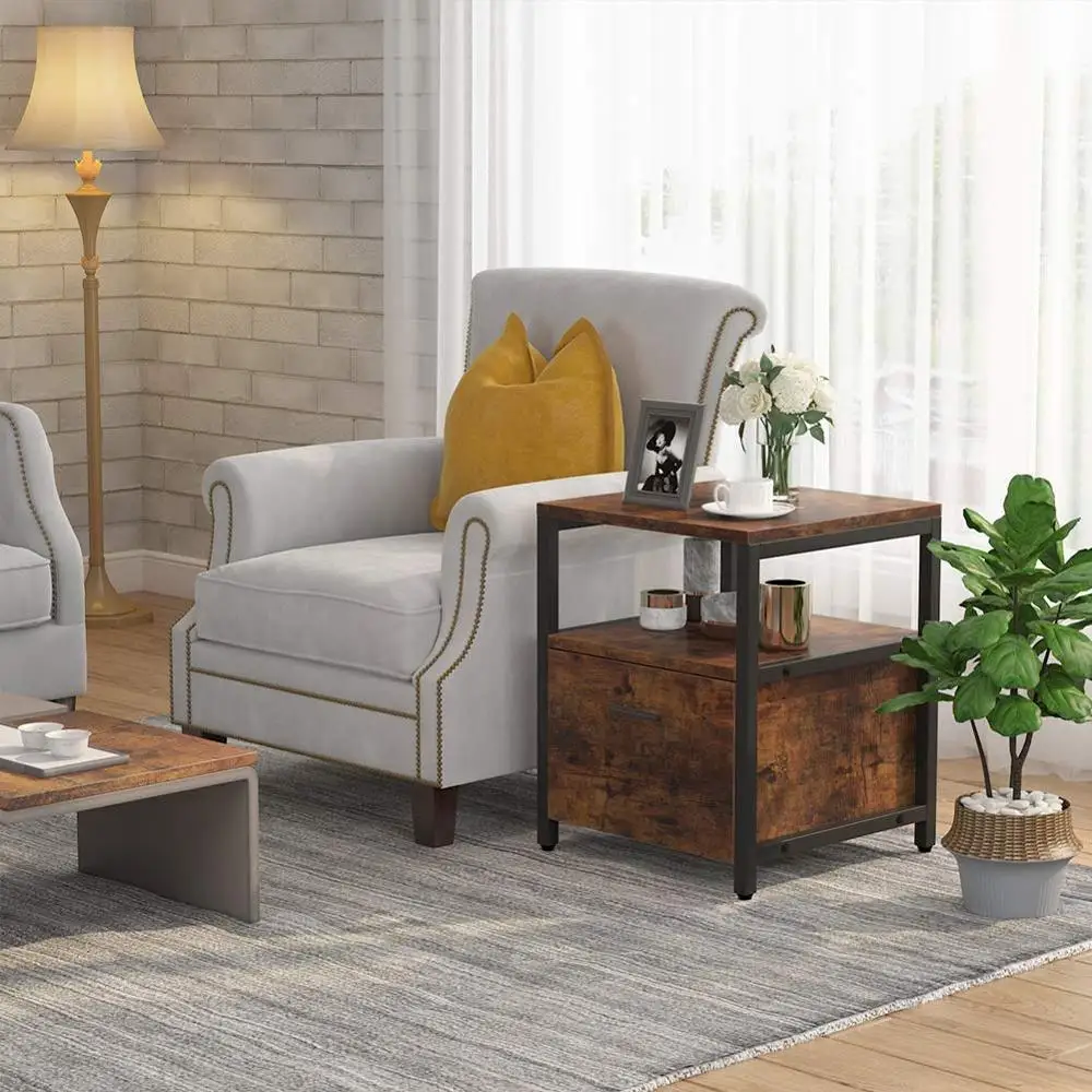 Промышленная тумбочка Tribesigns с выдвижным ящиком боковой столик для небольших