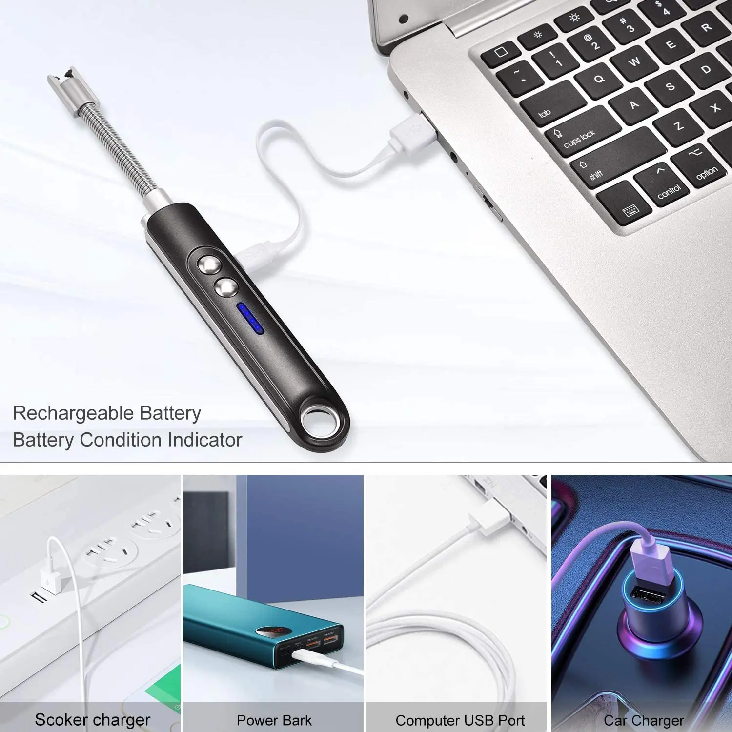 Электрическая длинная USB дуговая Зажигалка светодиодный зарядка сигарета Гибкая