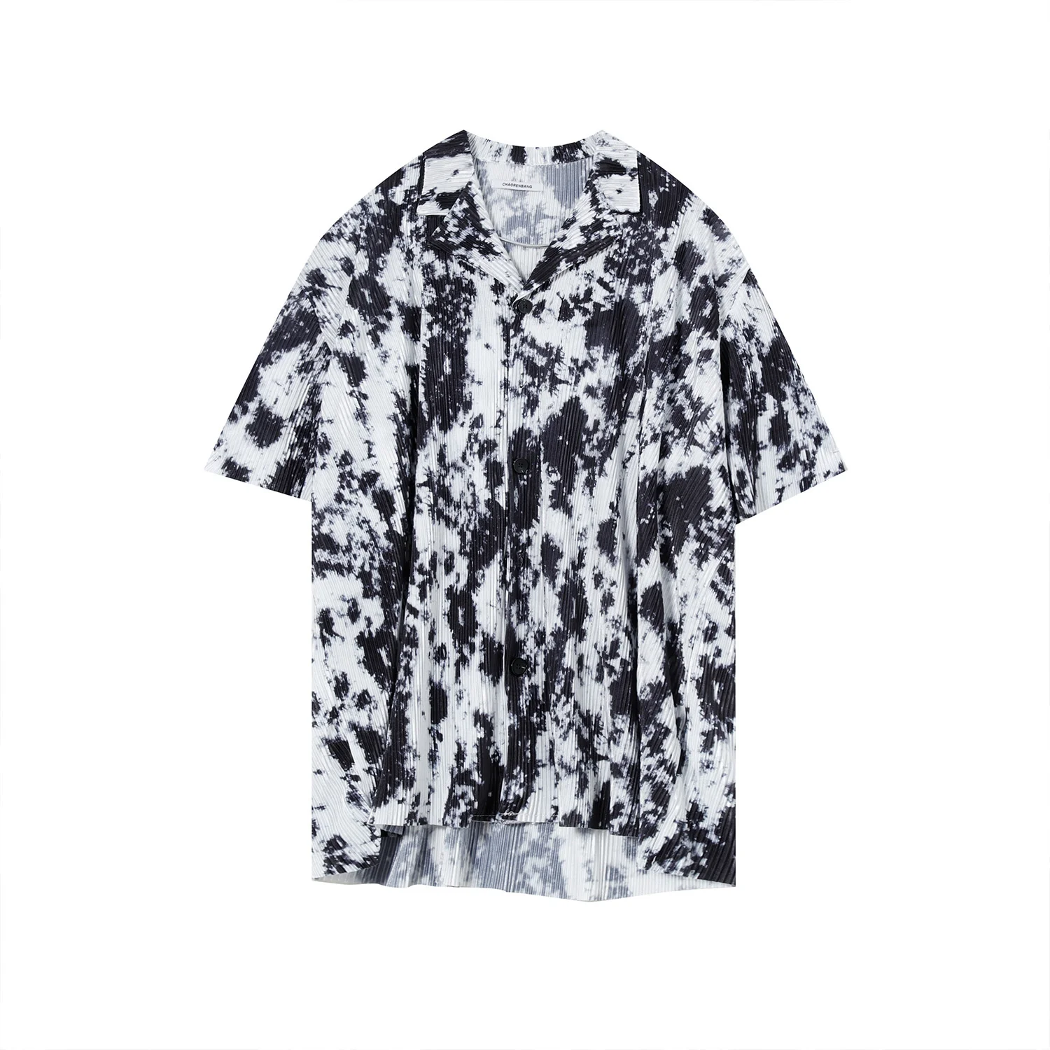 

Streetwear Shirts Men Fashion Vertical Blouse Short Sleeve Botton Up Hip Hop Man Vintage Tie Dye Casual Shirt