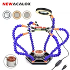 Светодиодный увеличительный экран NEWACALOX 3X, 6 шт., гибкий держатель для печатных плат, сварочный держатель со стальным проводом