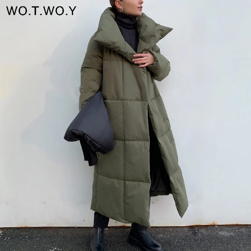 WOTWOY утолщенная теплая длинная парка с хлопковой подкладкой женские зимние