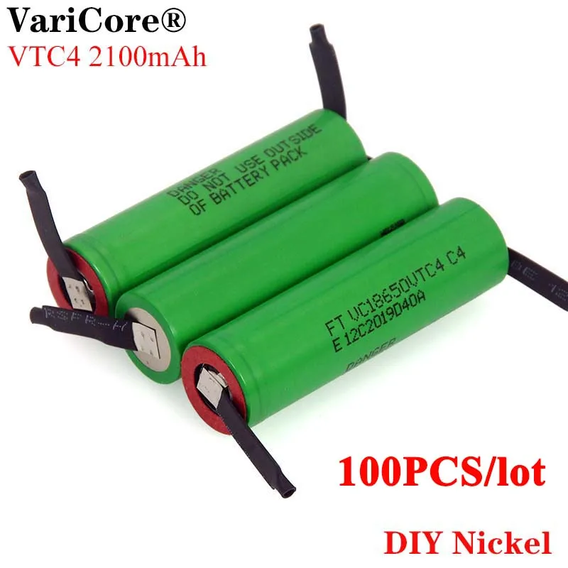 100 шт. VariCore 100% ОРИГИНАЛ 3 6 В 18650 VTC4 2100 мАч Высокая емкость 30 А перезаряжаемая