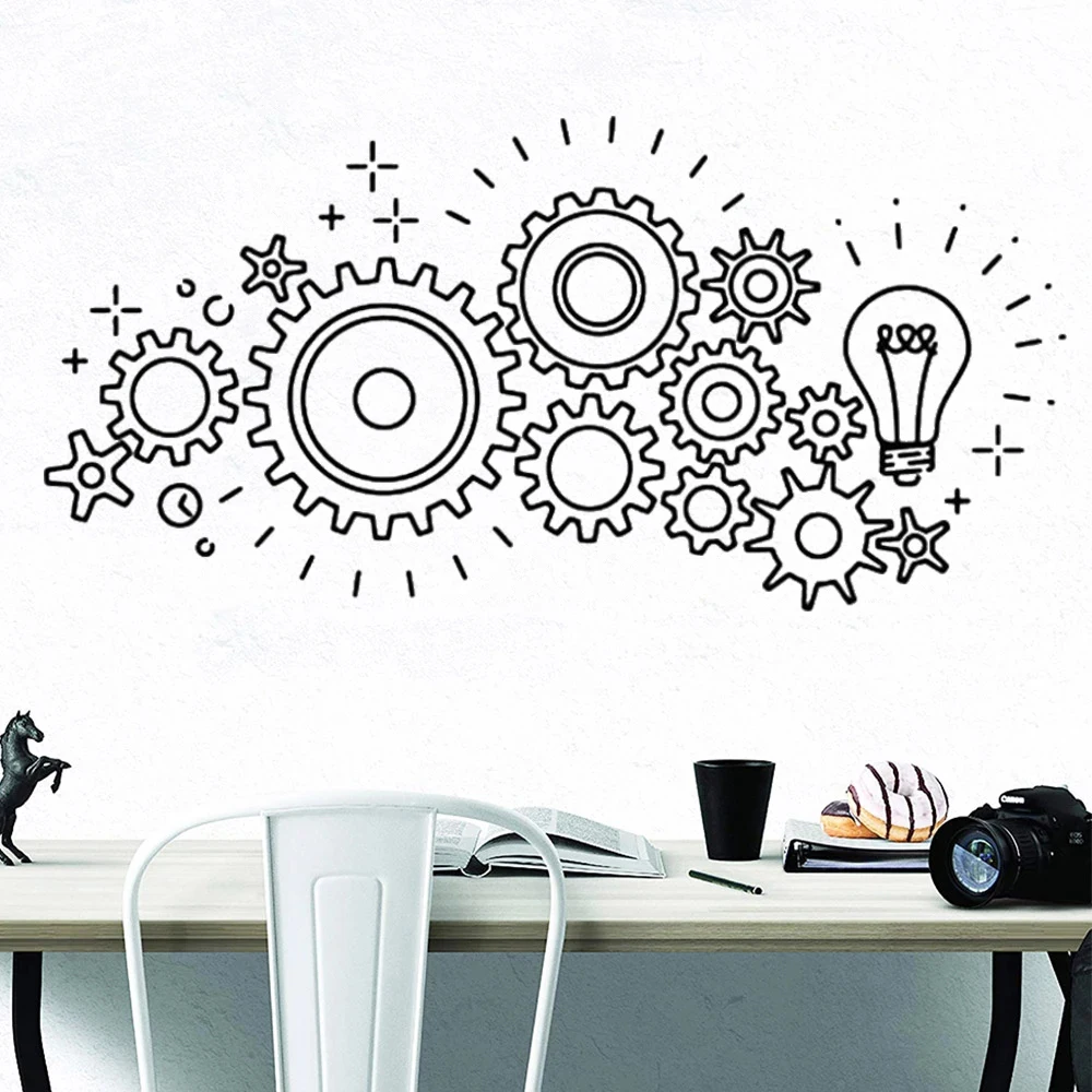 

Gears Mechanism Wall Decals Poster Removable Vinyl Wallpaper Home Office Decor Engineering Interior Stickers Decoration DW4959