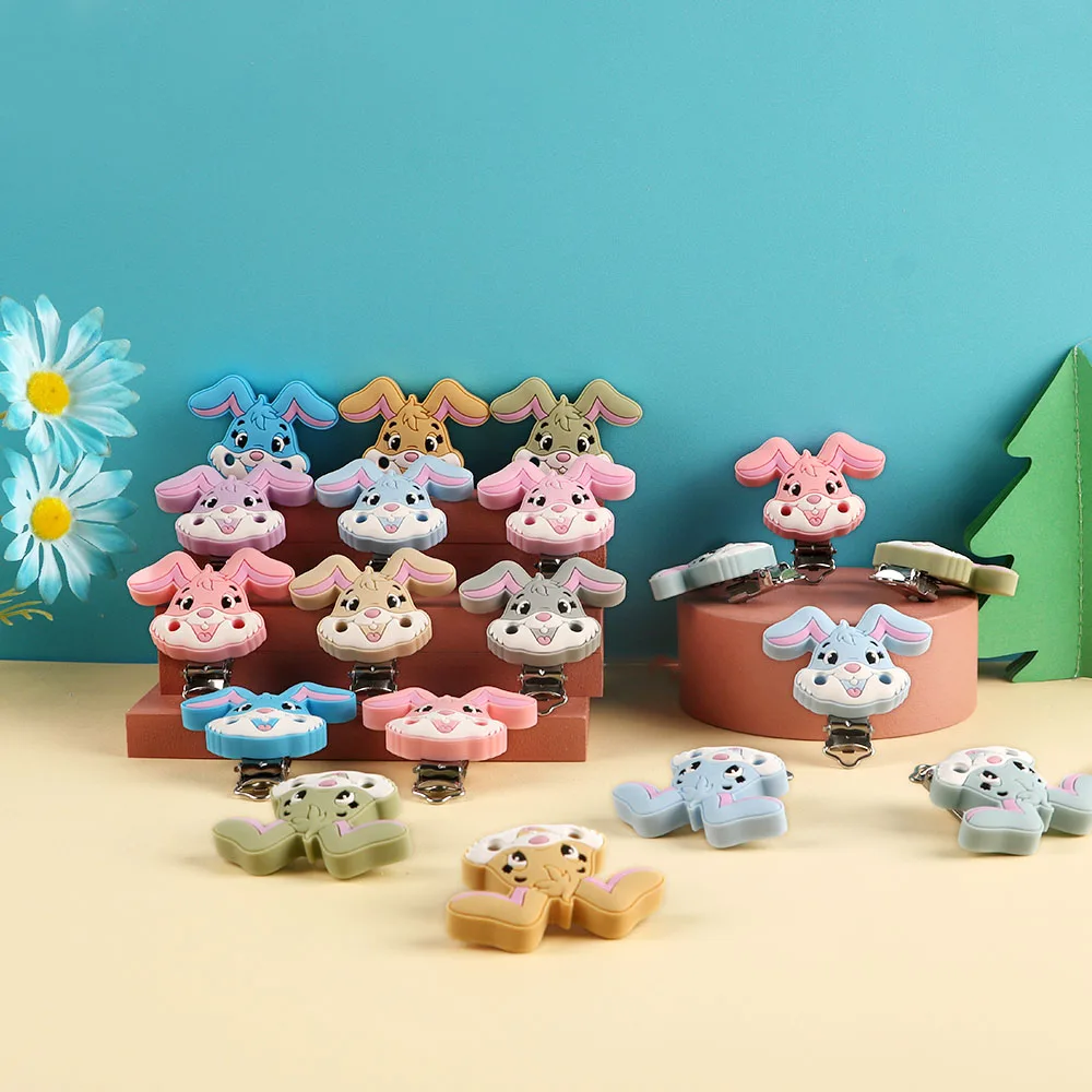 

Sunrony 10pcs Silicone Pacifier Clips Rabbit Teether Clips DIY Baby Pacifier Dummy Teething Soother Nursing Jewelry Toy