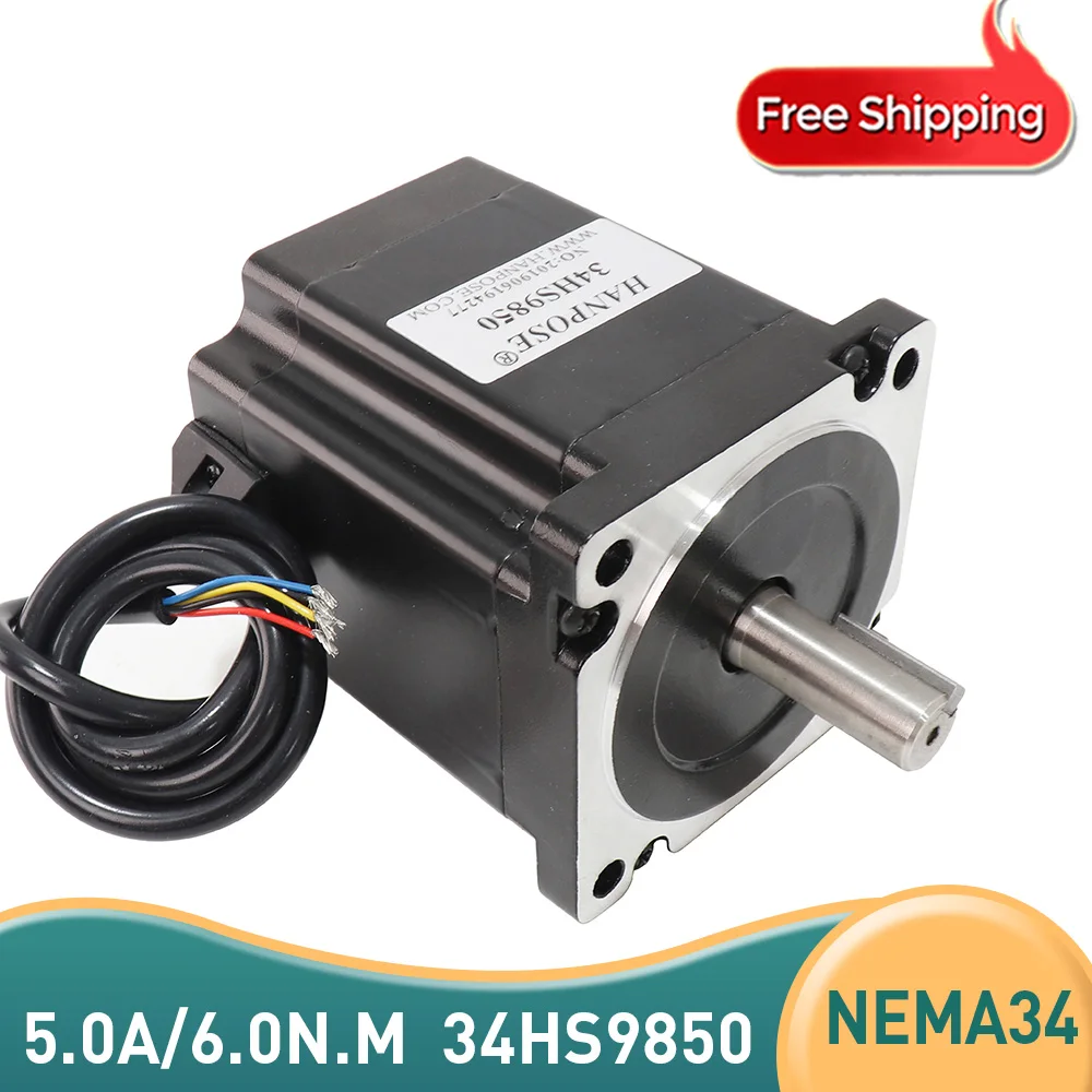 

Free supply of high torque NEMA34 stepping motor 86x98mm 34HS9850 5.0A 6.0N. M 86 Series motor ow noise motor 2-phase 4-wire