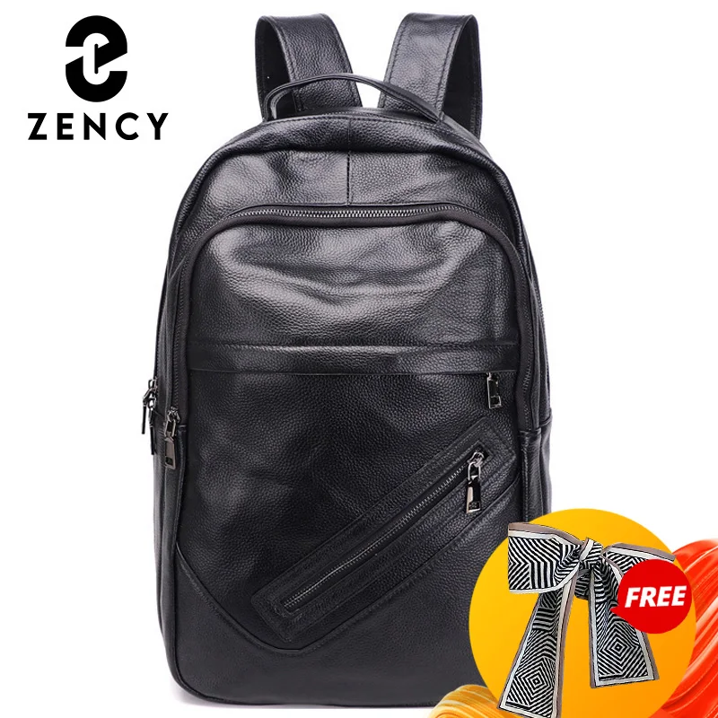 

Zency 100% Genuine Leather Backpack Travel Outdoor Knapsack Large Capacity Simple Casual School Bag For Men Women Computer Bag