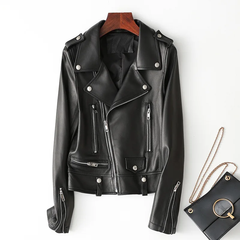 Genuine Leather Jacket Sheepskin Coat 2022 Real Genuine Leather Jacket Women Motorcycle Casual Fashion Korean Spring Autumn Top