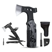 outdoor edc multifunction survival axe camping mountaineering portable folding pliers combination hammer screwdriver opener tool