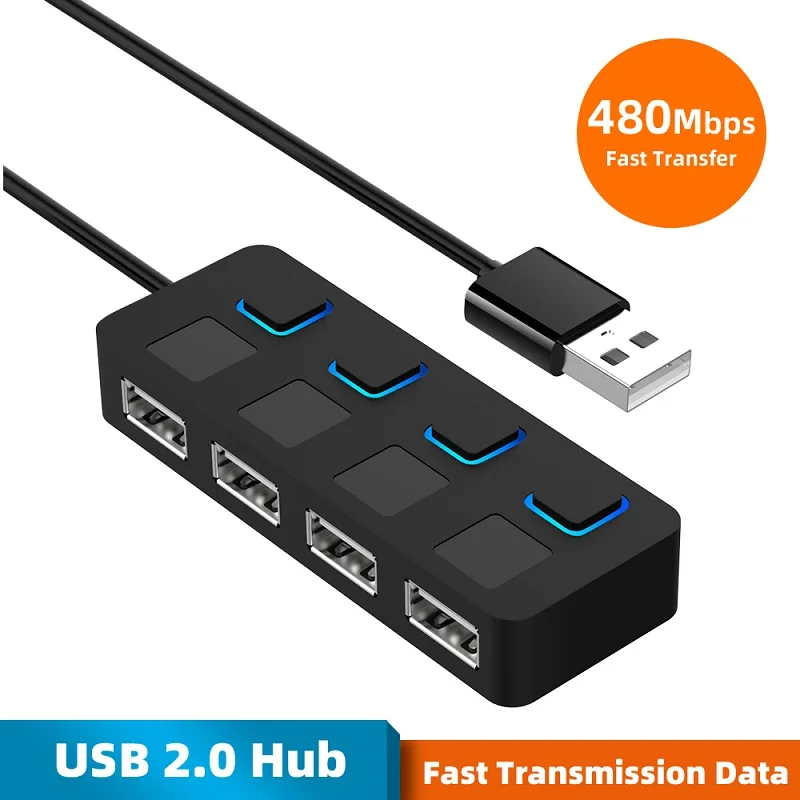 Концентратор USB 2 0 разветвитель с 4 портами выключателем для ПК | Компьютеры и офис