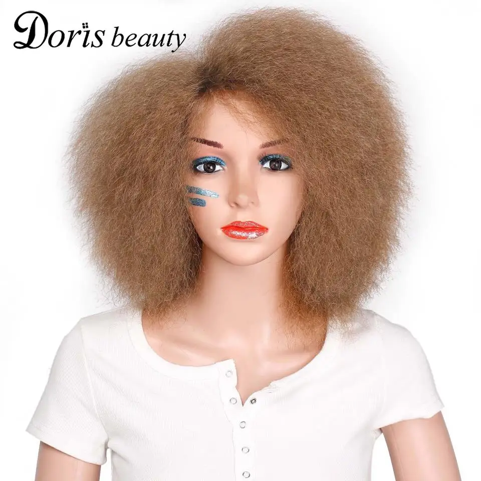 Doris beauty Синтетические прямые короткие афро парики Yaki для черного женского парика