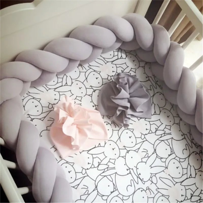 

1M/2M/3M/4M Baby Bed Bumper for Crib Baby Bumper for Boys Girls Baby Cot Bumper Knot Braid Crib Protector Room Decor