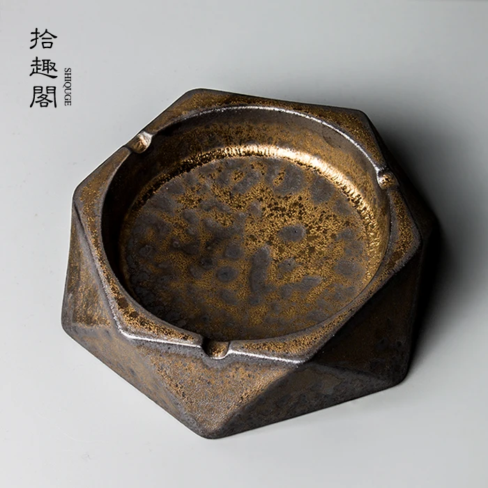 

gold ceramic ashtray home office household contracted personality ashtray restoring ancient ways furnishing articles